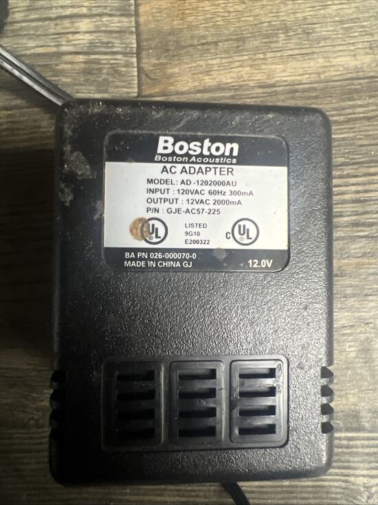 Boston Acoustics Other - Boston Acoustics AD-1202000AU AC Adapter 12V Power Supply Original